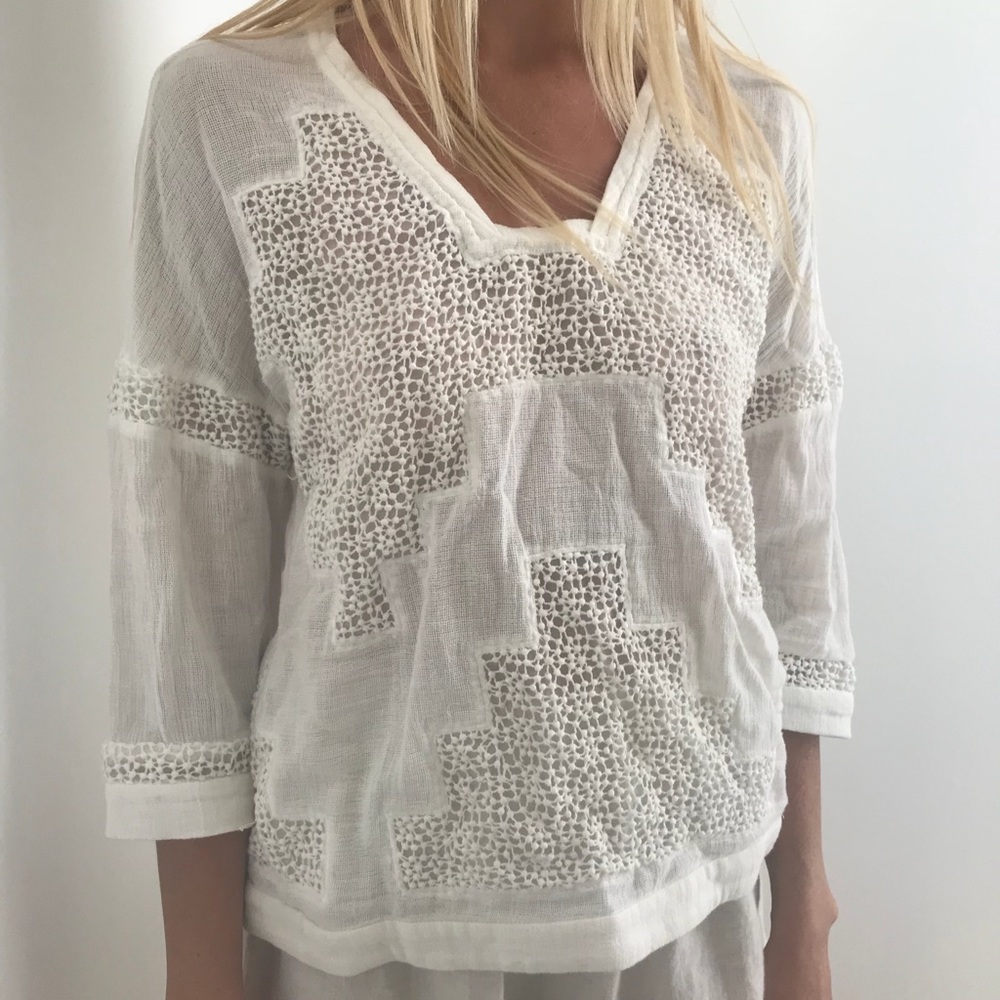Linen 3/4 sleeve blouse